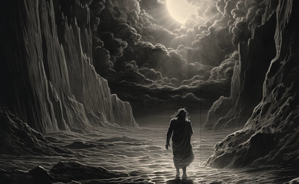 Orpheus walking in the Hades to save Eurydice