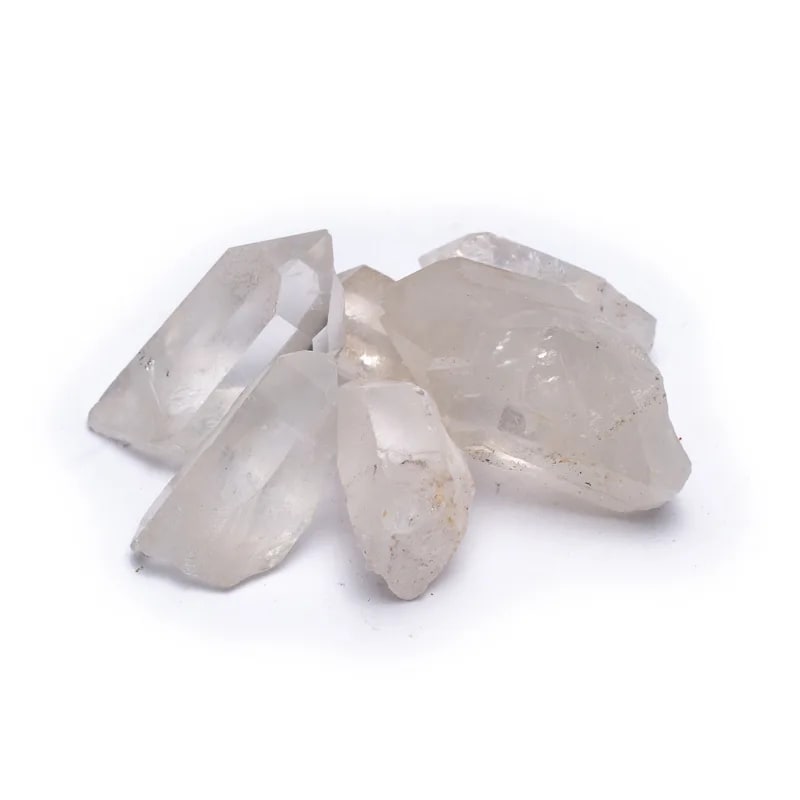 A composition of white quartz tips in prism shape