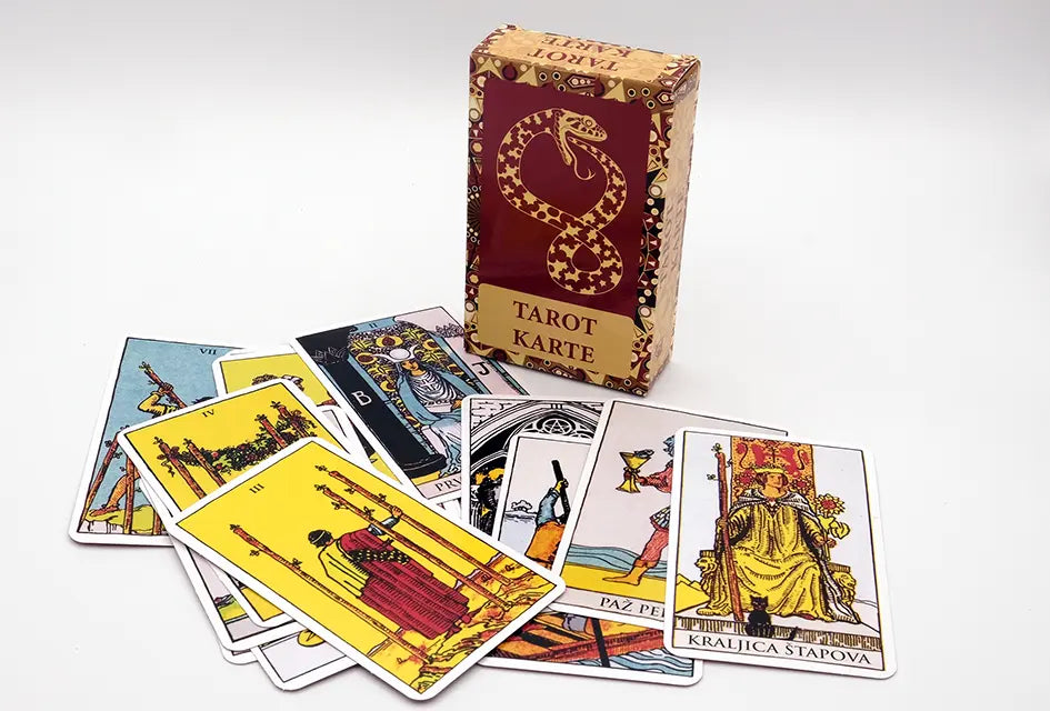A deck of tarot cards with slavic patterns
