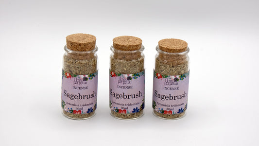 3 bottles of sagebrush (artemisia tridentata) in white background