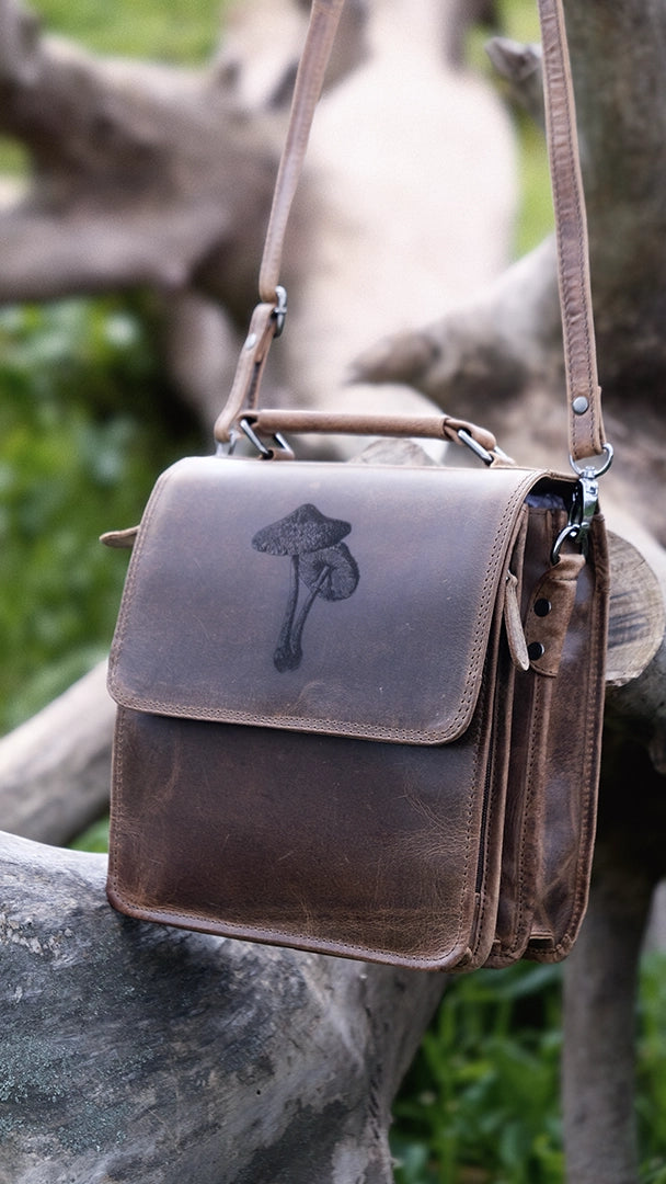 Vintage Leather Bag - Shrooms Edition
