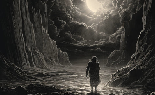 Orpheus walking in the Hades to save Eurydice