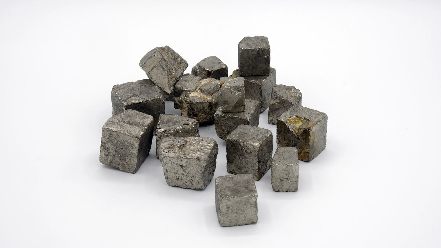 A set of pyrite cubes