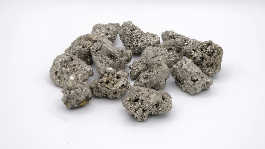 A composition of shiny pyrite stones