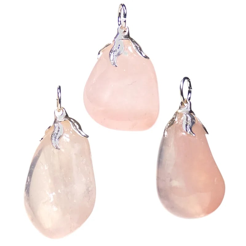 pendants made of rose quartz stone