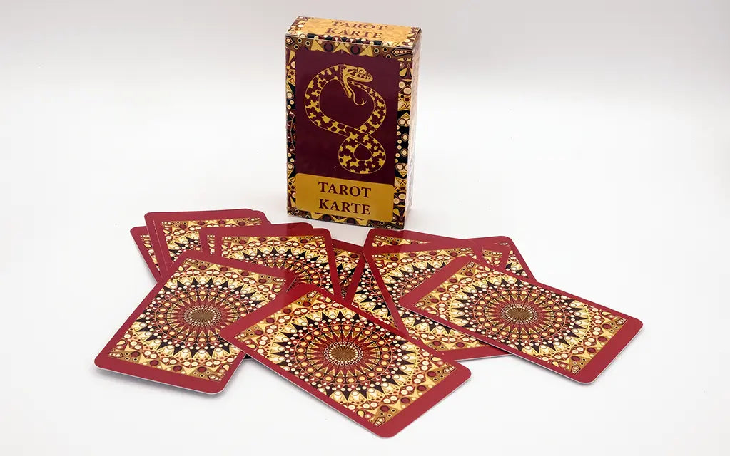 A deck of tarot cards with slavic patterns