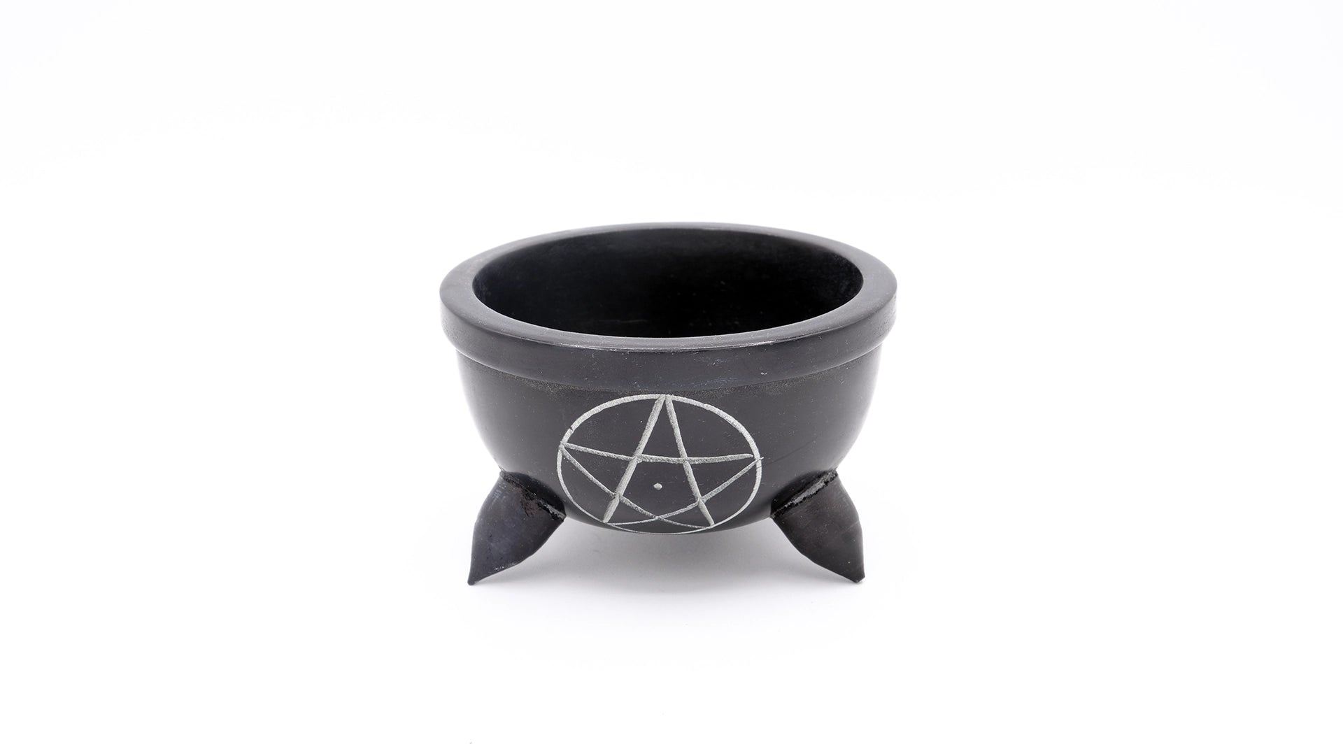Cup in black steatite with a pentacle decoration,