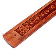 Wooden stick incense burner decorated with a witchy pentacle